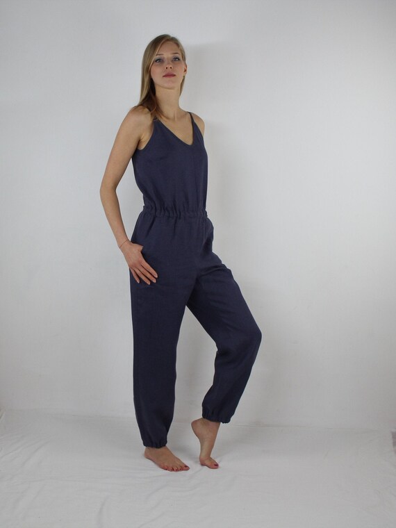 Linen Jumpsuit for Women/ Linen Casual Jumpsuit/ Linen Summer