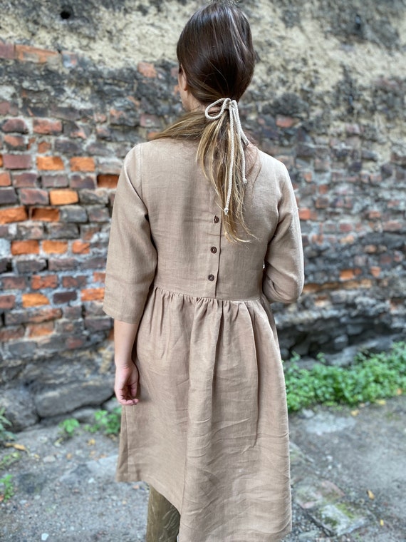 Made to Order/ Pure Linen/ Dress for Women / Linen Summer Dress / Linen  Casual Dress/ Buttons on the Back - Etsy