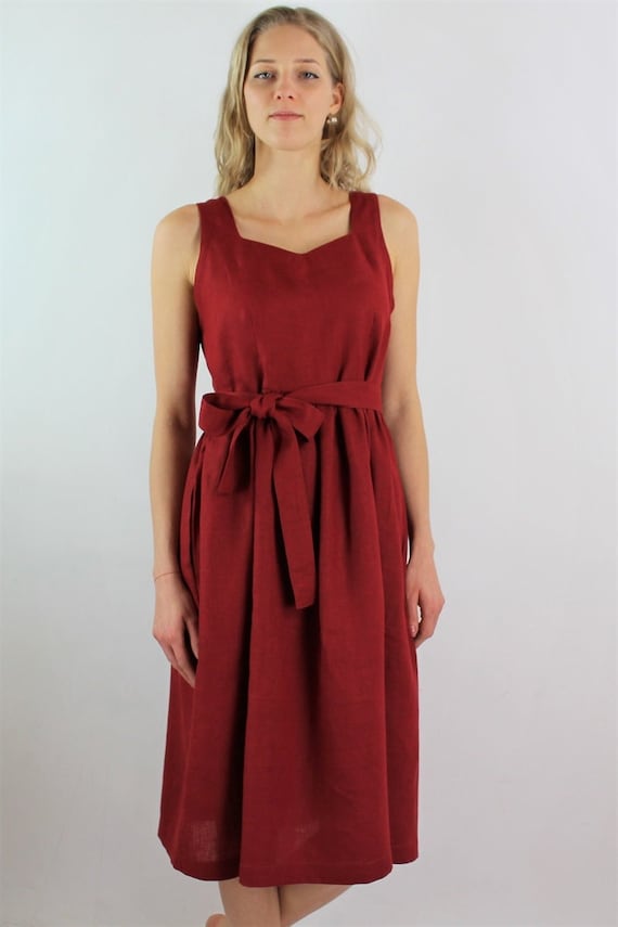 Made to Order Linen Dress/ Midi Dress/ Linen Long Dress/ Linen Summer Dress/  Linen Elegant Dress/ Linen Sleeveless Dress - Etsy