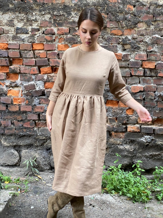 Made to Order/ Pure Linen/ Dress for Women / Linen Summer Dress / Linen Casual  Dress/ Buttons on the Back - Etsy