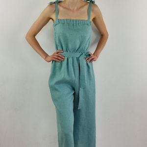 Made to measure summer linen jumpsuit/ Linen jumpsuits/ Jumpsuit for women/ Linen romper/ Cropped pants overall