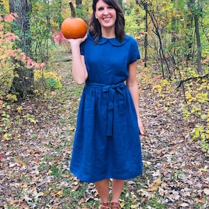 Made to order Linen dress/ Linen women dress/ Linen summer dress/ buttons on the back/ Peter Pan collar