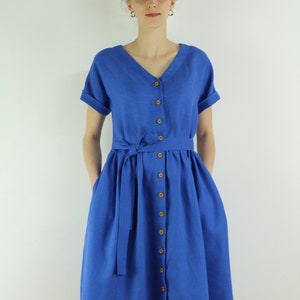 Made to order linen dresses for women/ Linen dress/ V-neckline/ Linen women dress/ Linen casual dress/ Linen summer dress
