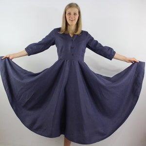 Hecho a la orden vestido de lino de las mujeres / Vestido maxi de lino / Vestido de verano de lino / Vestido elegante / Falda de círculo completo / Vestido de lino puro / Vestido de noche