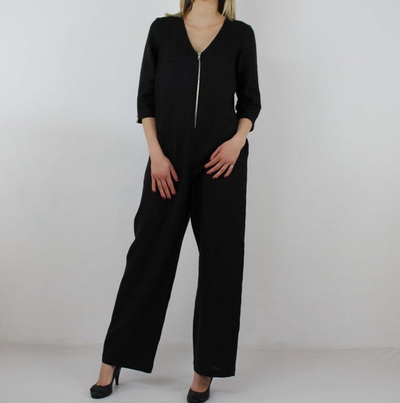 Linen Women Jumpsuit/ Casual Linen Jumpsuits/ Linen Romper