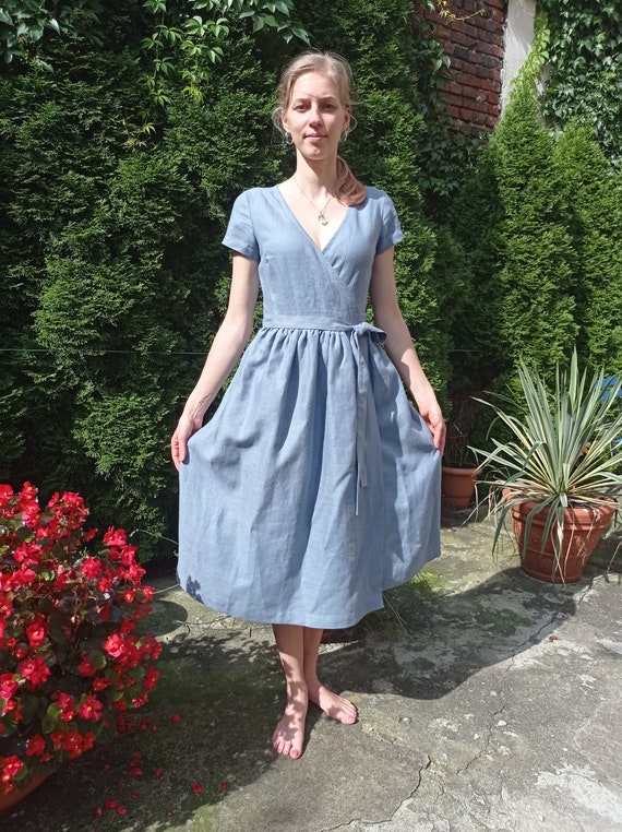 chinese dress ladies Natural Linen Dress | Made in USA