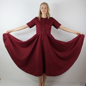 Hecho a la orden vestido de lino de las mujeres / Vestido maxi de lino / Vestido de verano de lino / Vestido elegante / Falda de círculo completo / Vestido de lino / Vestido de noche