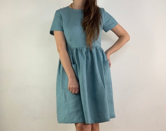 Made to order Linen dress/ Linen women dress / Linen summer dress/ buttons on the back