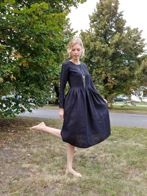 Made to Order Pure Linen Dress for Women/ Linen Dress/ Linen Women Dress/ Linen Casual Dress/ Linen Summer Dress/ Black Dress - Etsy Made to Order Pure Linen Dress for Women/ Linen Dress/ Linen Women Dress/ Linen Casual Dress/ Linen Summer Dress/ Black Dress - Etsy