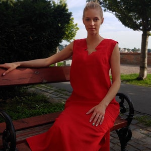 Made to order sleeveless linen dress/ Linen women dress/ red summer dress/ linen dress/ cocktail dress