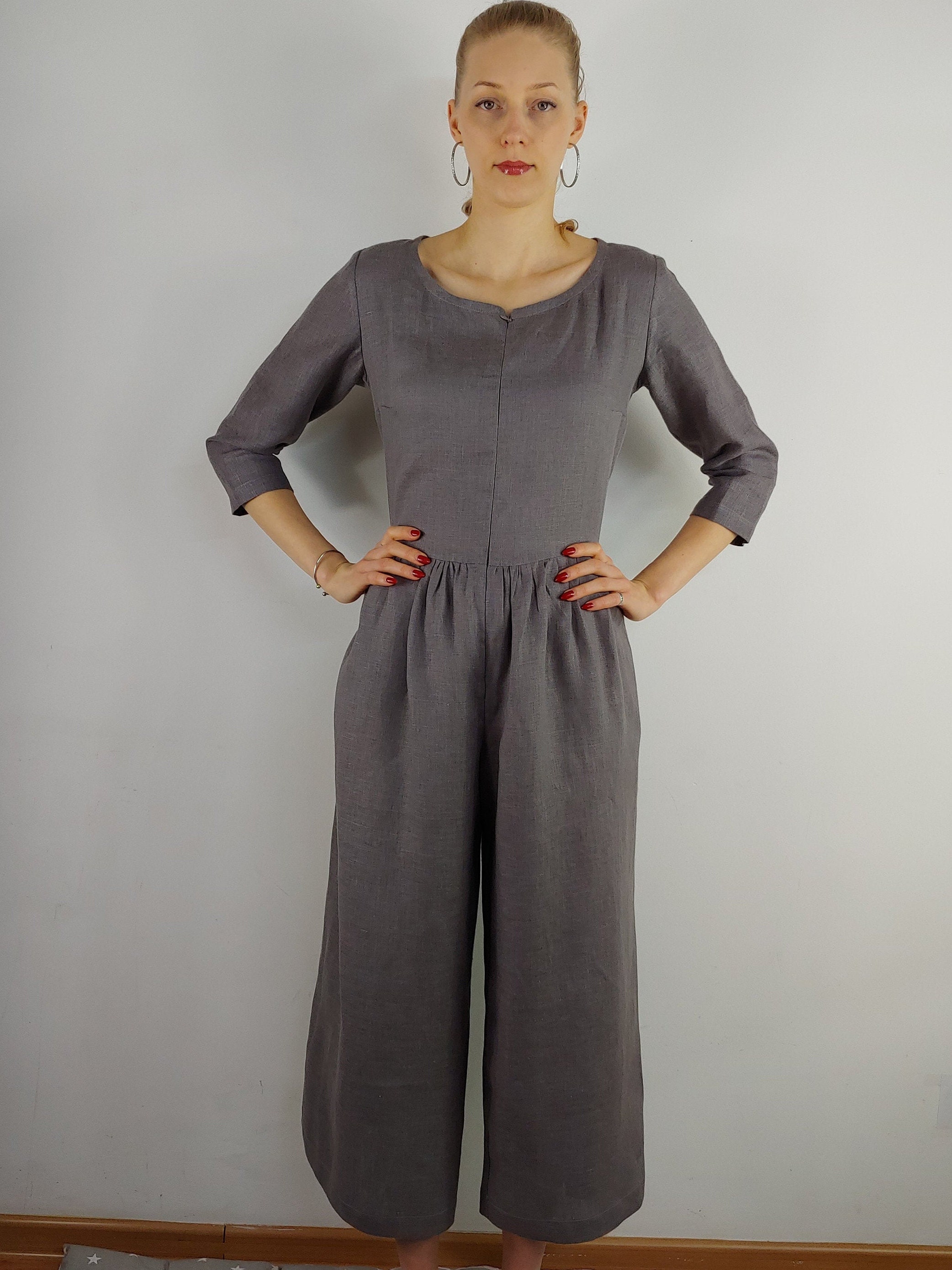 READY TO SHIP Linen jumpsuit for women/ Linen casual Etsy