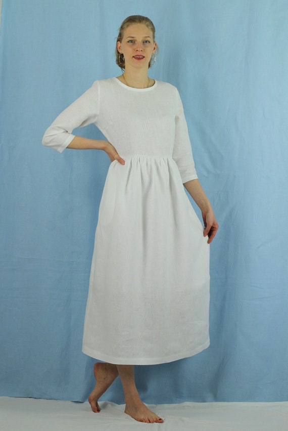 Made to Order/ Pure Linen/ Dress for Women / Linen Summer Dress / Linen Casual Dress/ One Button on the Back/ White Dress/ Wedding Dress - Etsy Ireland Made to Order/ Pure Linen/ Dress for Women / Linen Summer Dress / Linen Casual Dress/ One Button on the Back/ White Dress/ Wedding Dress - Etsy Ireland