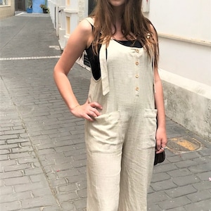 Made to measure summer linen jumpsuit/ Linen jumpsuits/ Jumpsuit for women/ Linen romper/ Cropped pants overall