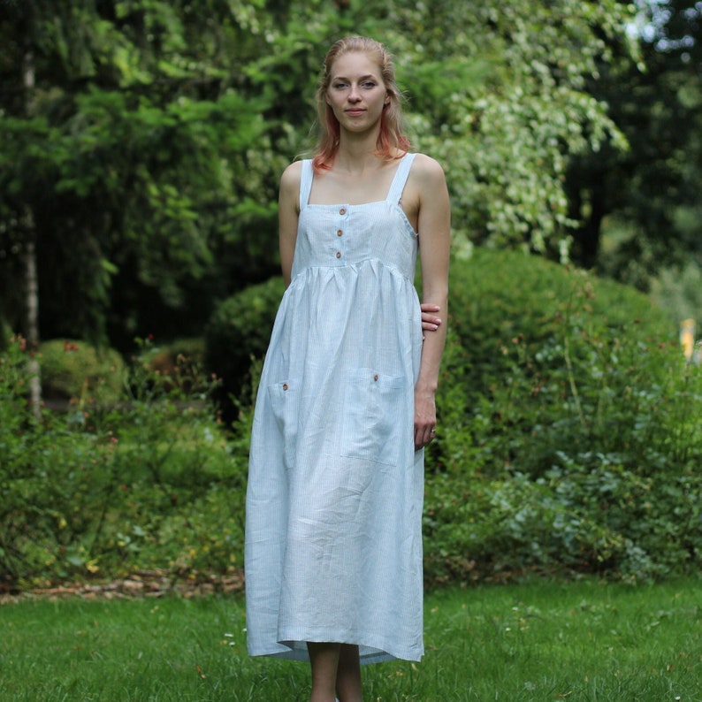 Made to order linen sundress/ maternity dress/ midi dress/ Linen long dress/ Linen summer dress/ Linen elegant dress/ Linen sleeveless dress image 1