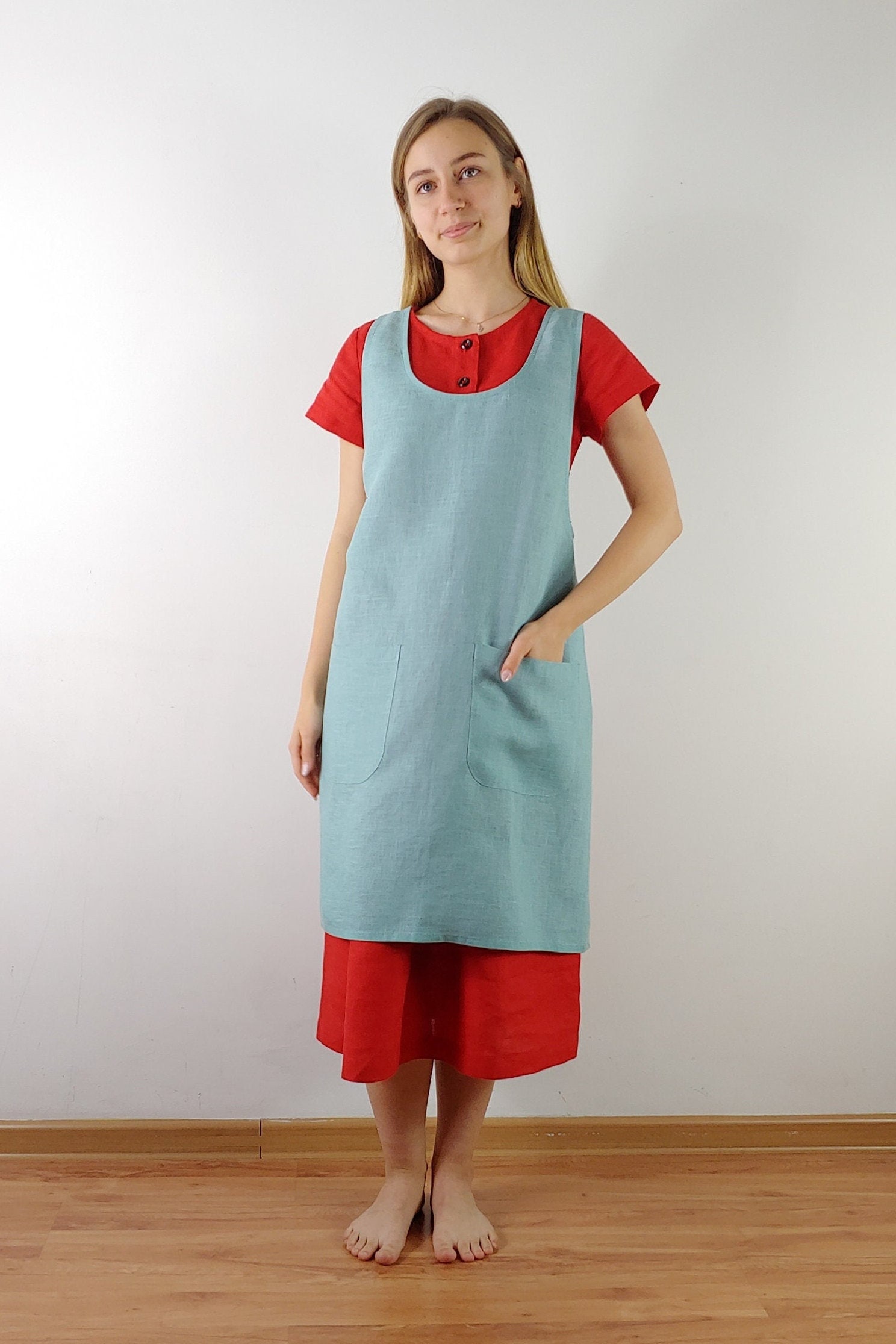 Japanese Apron/ Linen Apron/ Cross Back Apron/ Modern Apron/ Aprons for