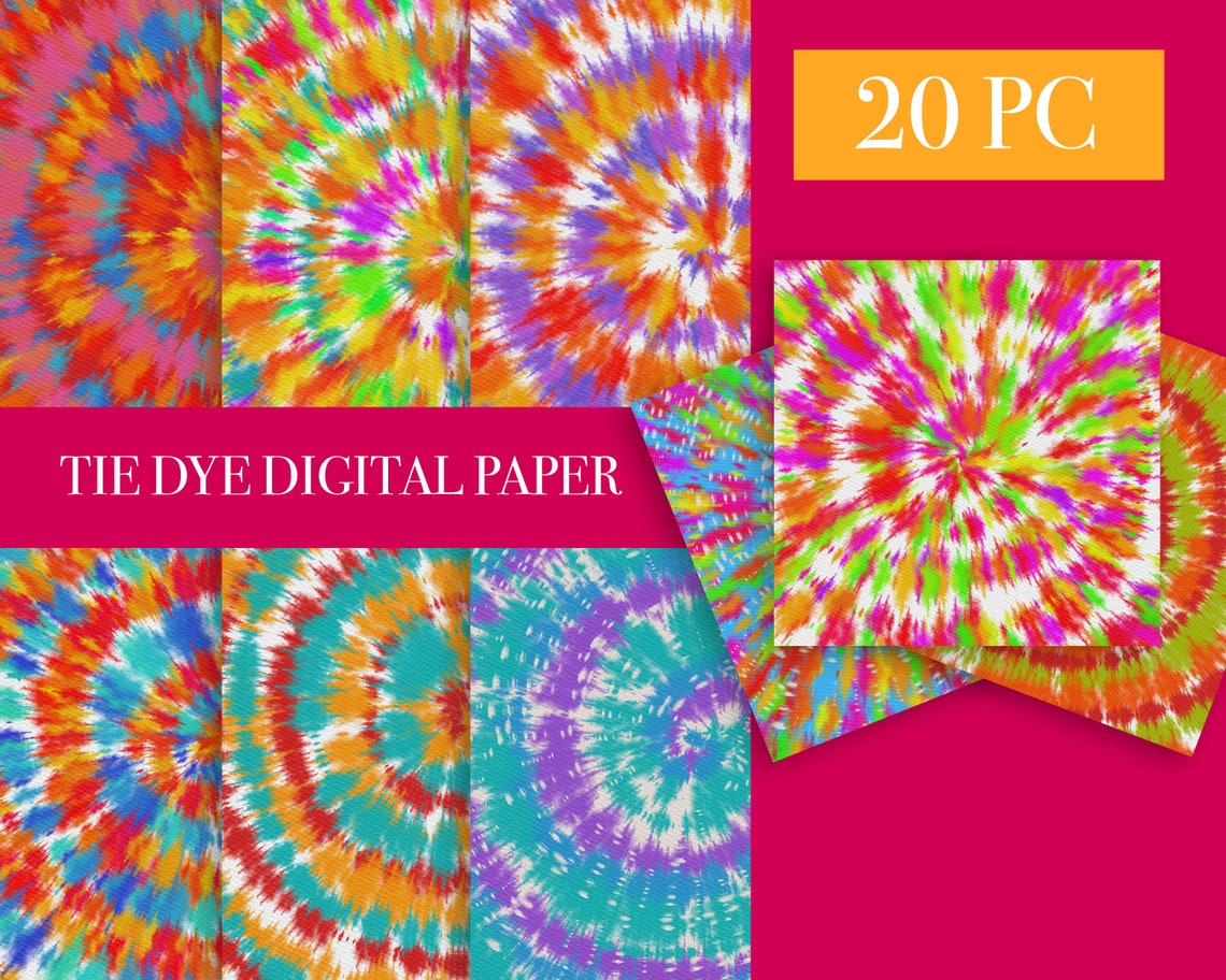 Tie Dye Digital Paper. Tie Dye Paper. Tie Dye Background. Etsy