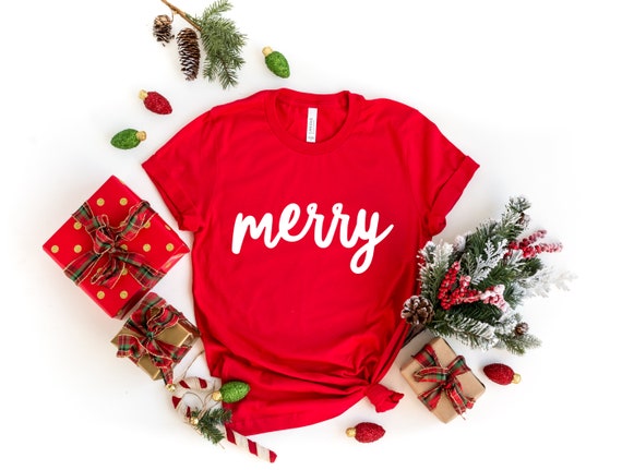 Merry Short Sleeve Shirt Merry Christmas Christmas Shirt Cute