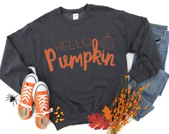 Hello Pumpkin Crewneck Sweatshirt | Fall Sweatshirt | Pumpkin Sweatshirt | Fall Shirt | Hello Pumpkin Shirt | Fall Gift | Sweater Weather