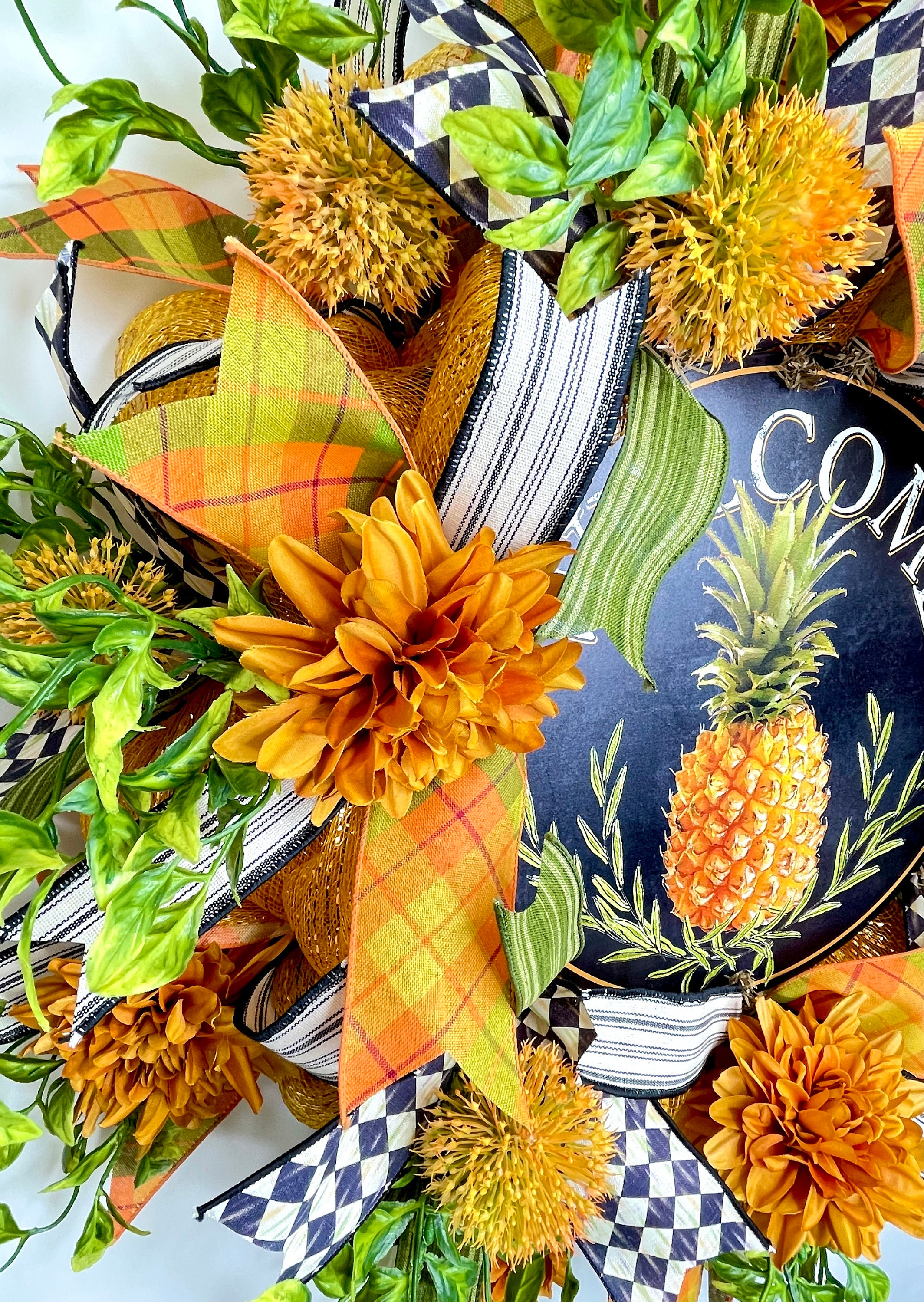 Pineapple Wreath for Front Door Large Everyday Wreath Etsy