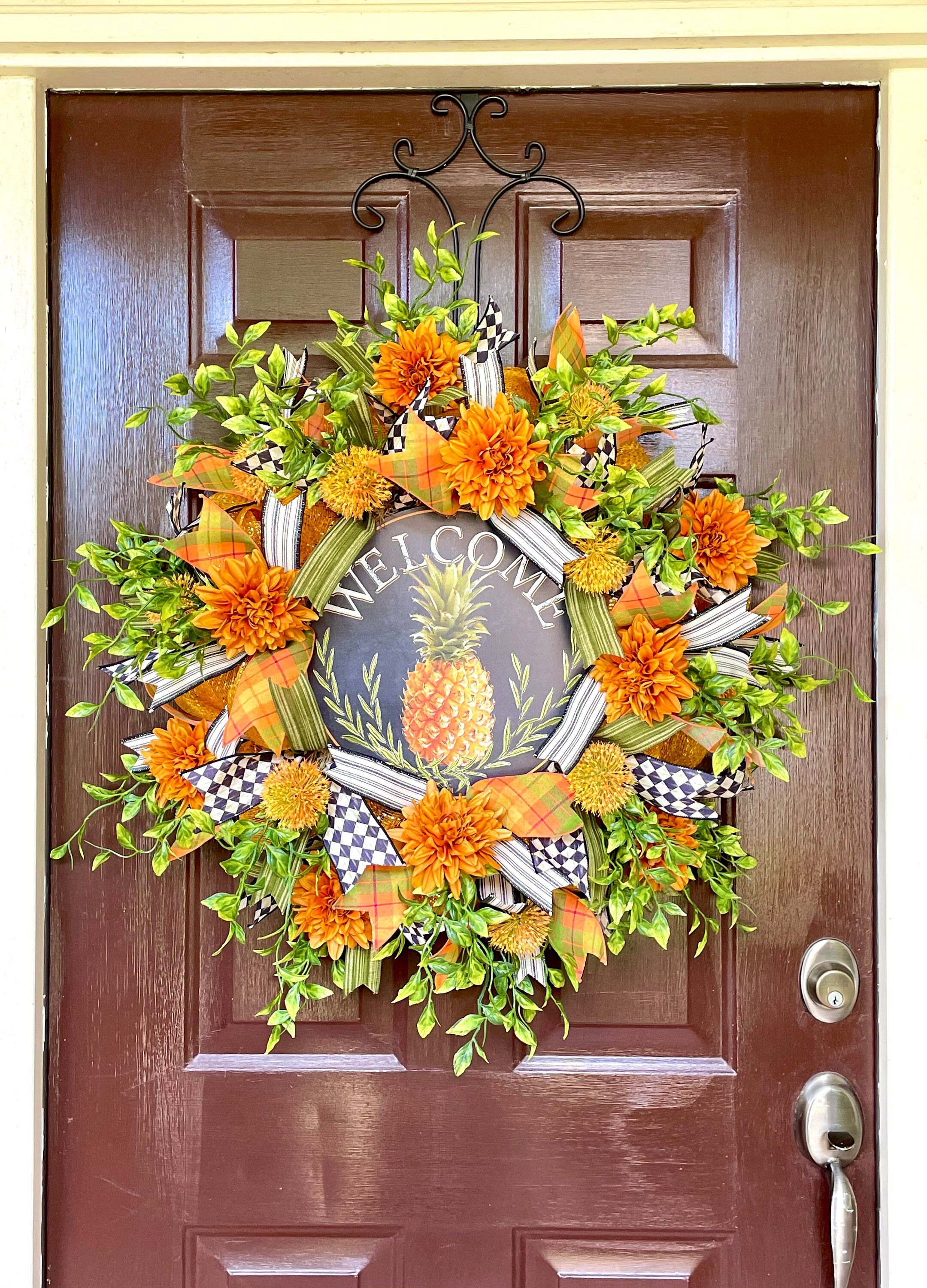Pineapple Wreath for Front Door Large Everyday Wreath Etsy