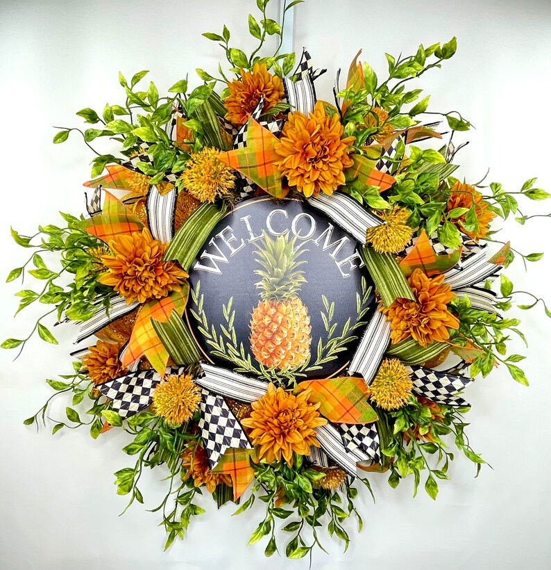 Pineapple Wreath for Front Door Large Everyday Wreath Etsy
