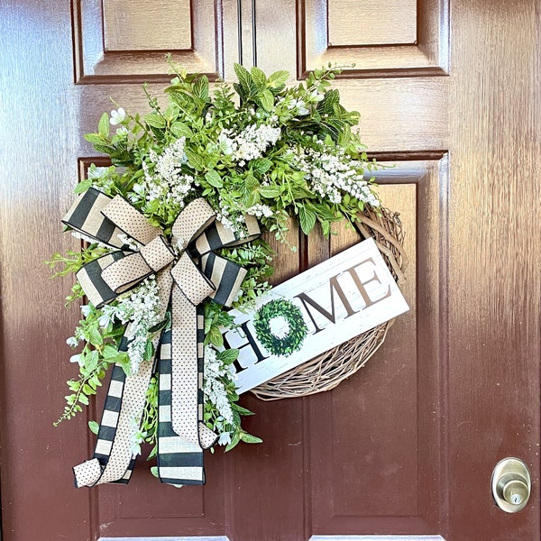 Everyday Wreath for Front Door, Greenery Grapevine Wreath, Neutral Spring and Summer Home Decor