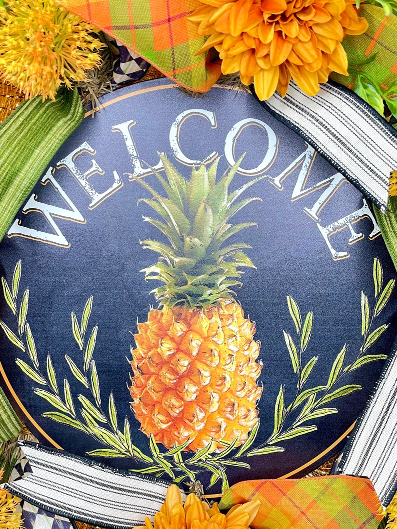 Pineapple Wreath for Front Door Large Everyday Wreath Etsy