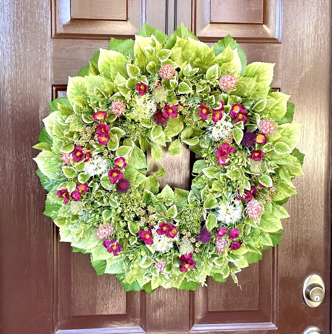 Spring and Summer Wreath for Front Door, All Around Floral Grapevine ...