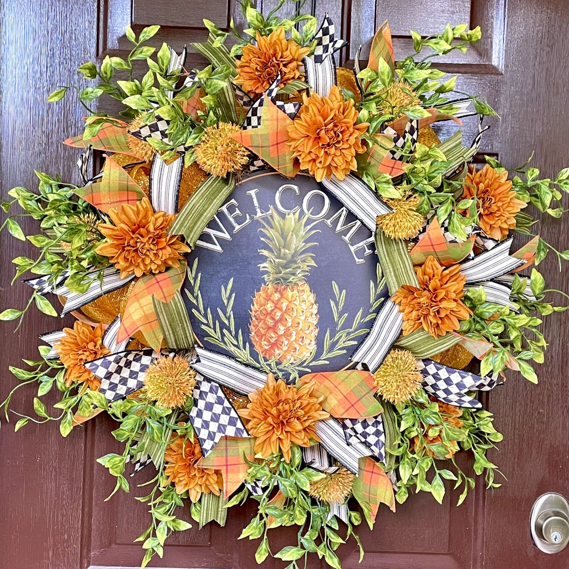 Pineapple Wreath for Front Door Large Everyday Wreath Etsy