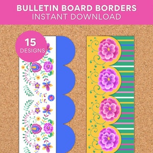Classroom Bulletin Board Borders, Spanish Classroom Decor, Bulletin Board Kit, Printable Borders, Spanish Bilingual Class, Latina Inspired