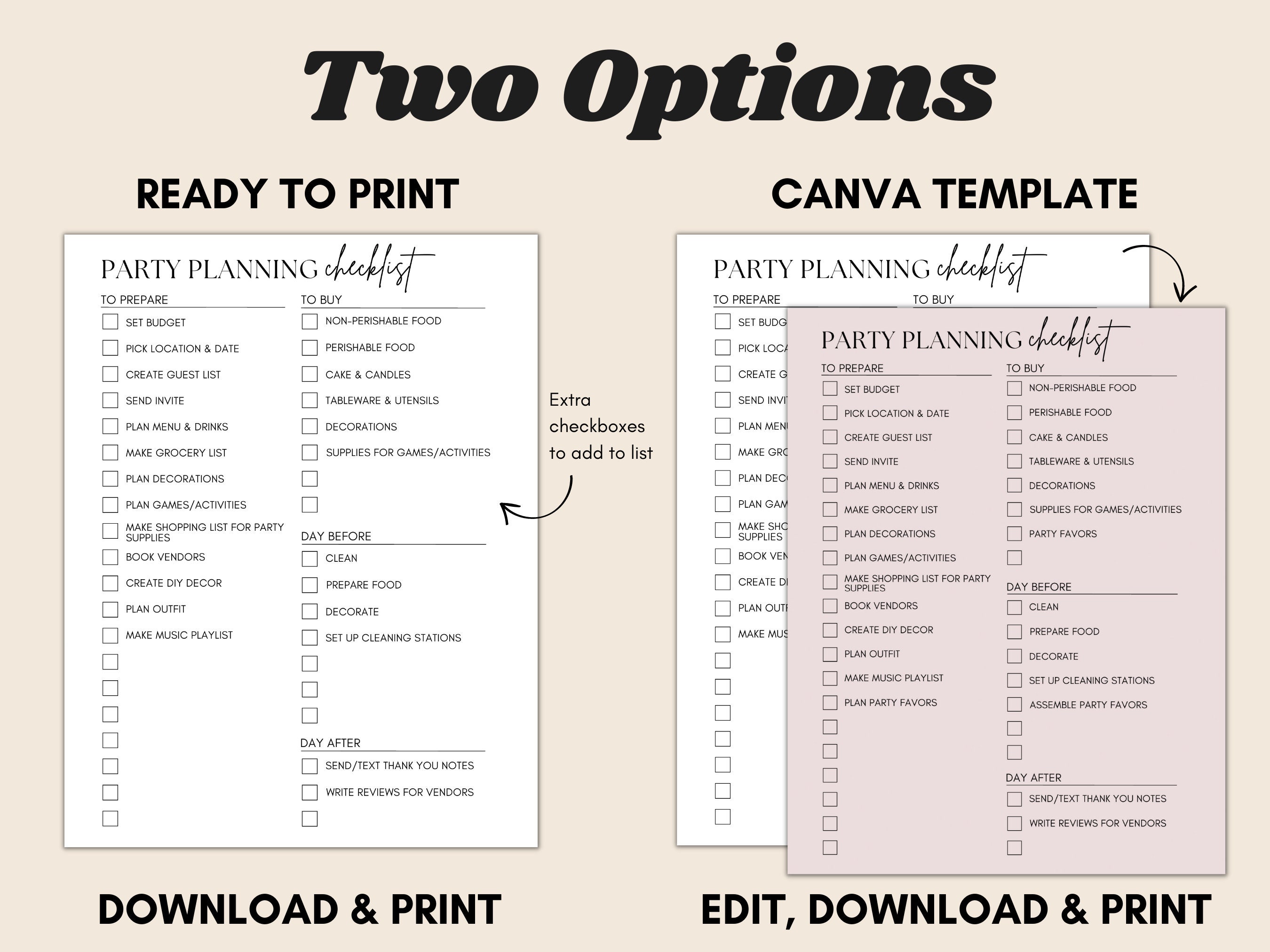 Party Checklist Printable Birthday Party Checklist Template Etsy