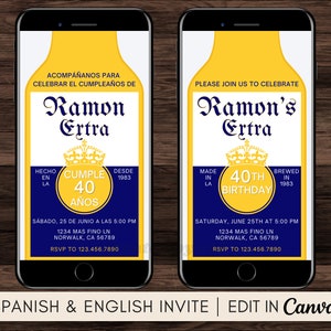 Beer Birthday Party Invite, Corona Beer Birthday Party Invitation, Invitación de Fiesta de Cumpleaños de Cerveza Corona