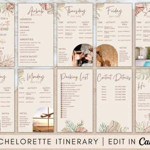 Tropical Bachelorette Invitation and Itinerary, Beach Travel Itinerary, Bachelorette Itinerary Template, Bachelorette Weekend Planner