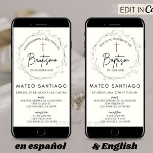 Baptism Invitation Template, Baptism Invite Template, Spanish Baptism Invite, Invitacion de Bautizo, Invitacion de Bautismo