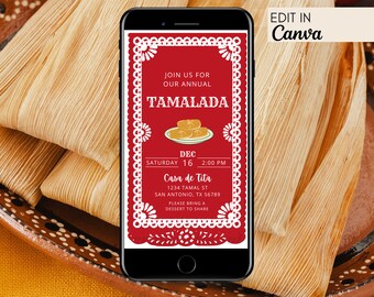 Tamalada Invite, Tamale Holiday Party, Tamale Season, Tamale Crew, Editable Fiesta Christmas Party Invitation, Fiesta Navidena, Tamales