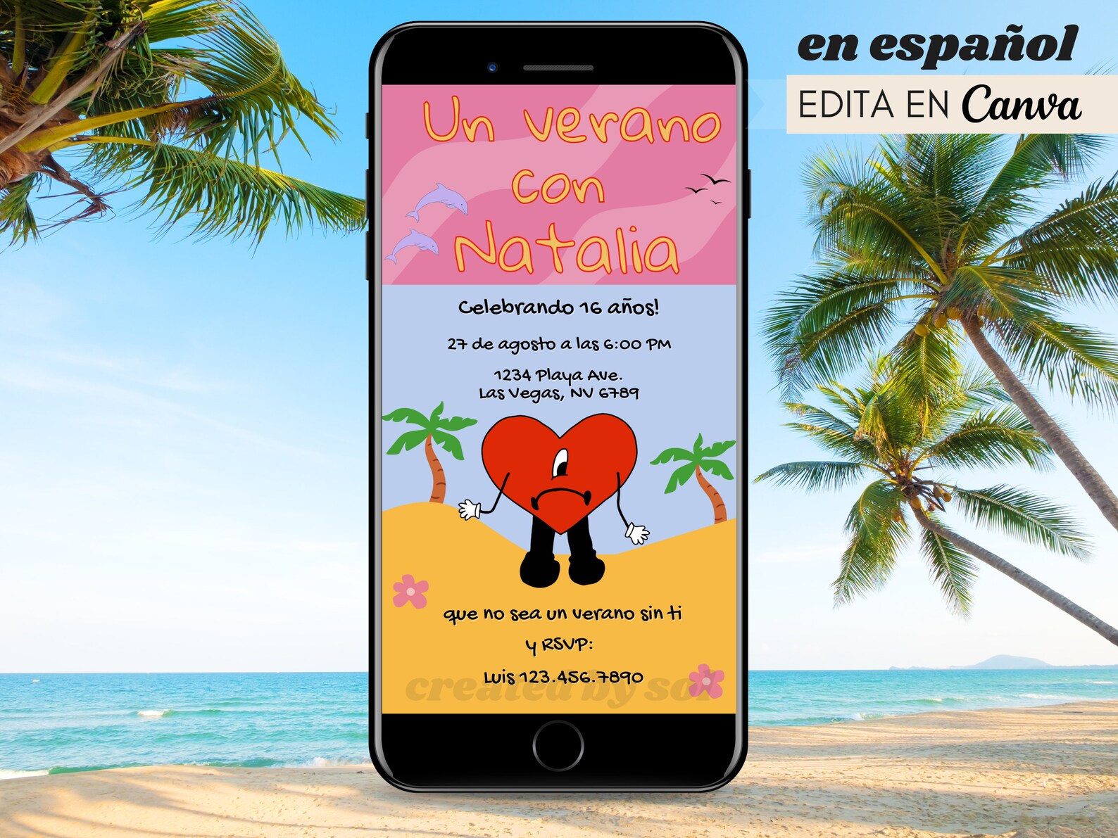 Bad bunny birthday invitaci n un verano sin ti digital etsy