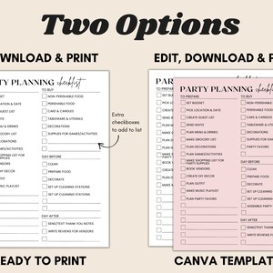 Party Checklist Printable, Birthday Party Checklist Template, Party ...