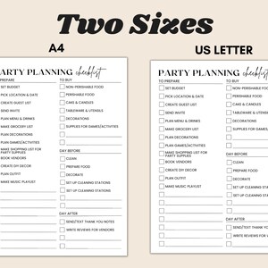 Party Checklist Printable, Birthday Party Checklist Template, Party ...