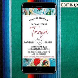 Loteria Birthday Party Invitation, Loteria Birthday Theme Invite, Loteria Mexican Fiesta Birthday Invite, Digital Invite Evite Template