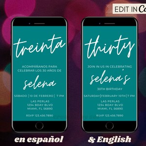 Birthday Party Invite, Minimal 30th Birthday Party Invitation, Treinta Birthday Party Invitación, Text Message Mobile Phone Digital Invite