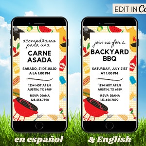 BBQ Party Invitation, Carne Asada, Cookout, Summer Party, Digital Invite Template, Text Message Phone Digital Invite, Instant Download