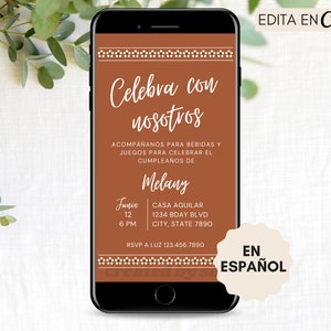 Fiesta Cumpleaños Invitacion, Invitación de Fiesta Cumpleaños Mexicana, Mexican Fiesta Birthday Party, Spanish Invitation, Editable Template