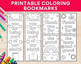 Printable Teacher Appreciation Gift, Teacher Thank You, End of the Year Gift, Coloring Bookmarks, Teacher Printable, Instant Download