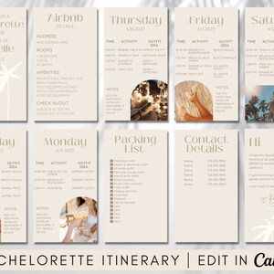 Tropical Bachelorette Invitation and Itinerary, Beach Travel Itinerary, Bachelorette Itinerary Template, Neutral Palm Trees