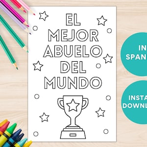 Tarjeta imprimible del Día del Padre en español, Feliz dia del padre, Dia de los padres, Para niños, Página de tarjetas para colorear, Tarjeta coloreable, Descarga instantánea