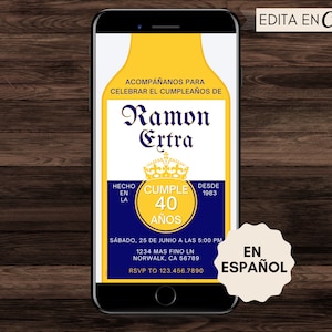 Cerveza Cumpleaños, Invitación de Fiesta de Cumpleaños de Cerveza Corona, Spanish Beer Birthday Invite