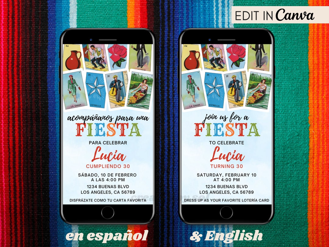 Invitación a la fiesta de cumpleaños de Loteria, Invitación digital de ...
