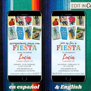 Invitación a la fiesta de cumpleaños de Loteria, Invitación digital de Lotería Fiesta, Lotería Mexicana, Invitacion Loteria, Invitación de Lotería de Cumpleaños