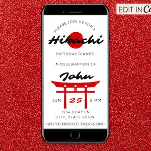 Hibachi Invitation, Dinner Party Invitation, Hibachi Night Invite, Digital Invitation Template, Text Message Mobile Phone Digital Invite
