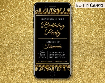 Buchon Birthday, Buchona Party Theme Invite, Belico Belica Party, Gold Chain Invite, Instant Download, Text Message Digital Invite
